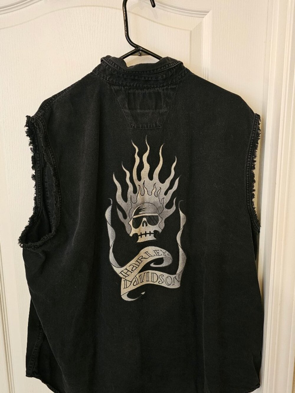 Harley-Davidson Vest Men's XXL Sleeveless Button Biker Motorcycle Skull Shirt